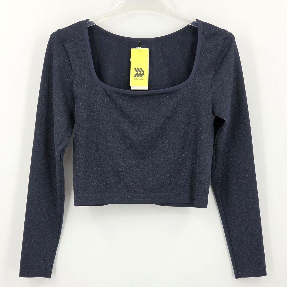 All In Motion Crop Top Womens Size Large Blue Grey Cropped Balletcore  Sparkly